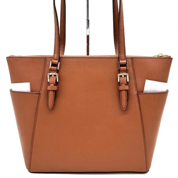 Michael Kors Large Charlotte Tote Bag Luggage Brown - Picture 5 of 12